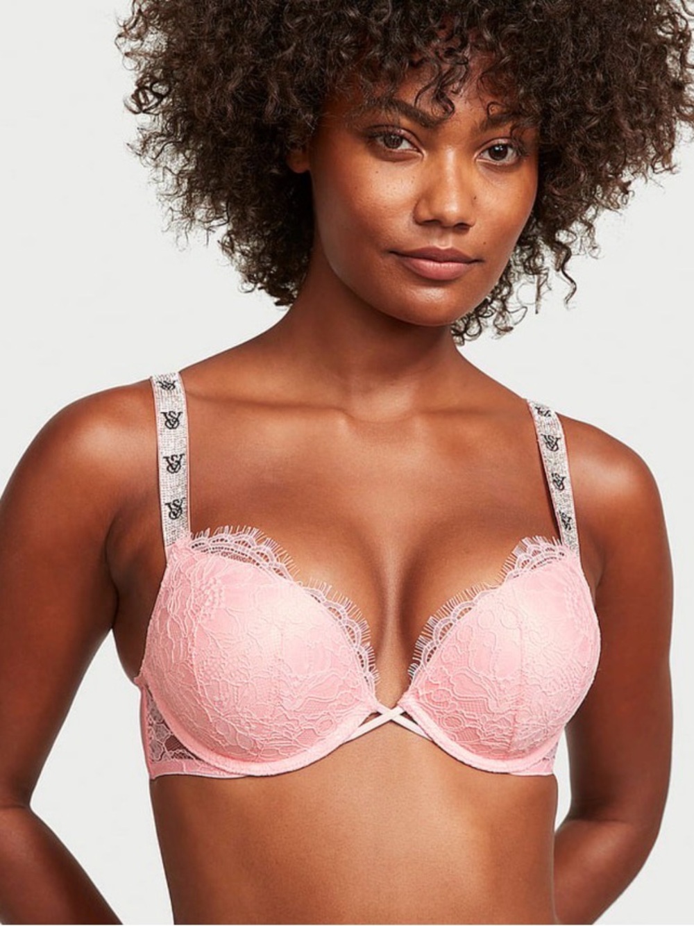 Victoria Secret Very Sexy Pretty Blossom Pink Add 2 Cups Push Up Shine Strap Bra